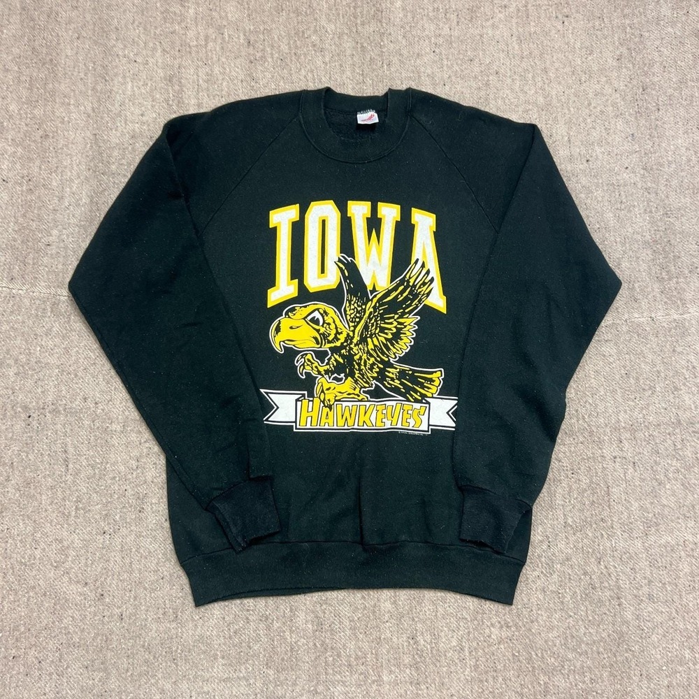 Vintage Iowa Hawkeyes Sweatshirt Mens XL Black 1980s NCAA USA